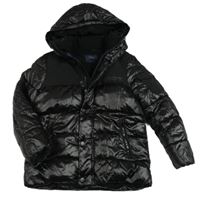 Černá šusťáková lesklá zimní bunda s nápisem a kapucí Next