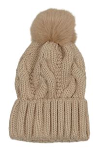 Růžová vzorovaná čepice s bambulí H&M