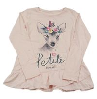 Světlerůžové triko s laní a nápisem 