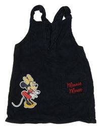 Tmavomodré manšestrové šaty s volánky a Minnie Primark