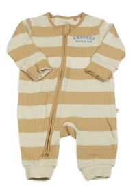 Béžovo-smetanový pruhovaný žebrovaný overal s nápisem Next