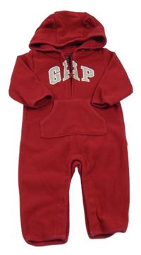 Vínová fleecová kombinéza s logom a kapucňou GAP