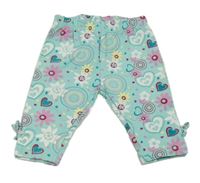 Světlemodro-farebné kvetované vzorované legíny