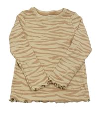 Béžovo-hnědé žebrované pruhované triko Nutmeg