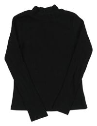 Čierne rebrované crop tričko H&M