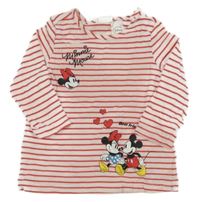 Bílo-červená pruhovaná tunika s Minnie H&M
