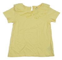 Žlté tričko s golierikom s madeirou H&M