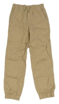 Béžové plátenné cuff nohavice H&M