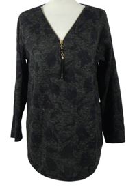 Dámský černo-šedý květovaný svetr Cerulean 