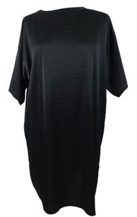 Dámské černé lesklé tričkové šaty Boohoo 