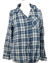 Dámská tmavomodro-bílá kostkovaná halenka Dunnes 