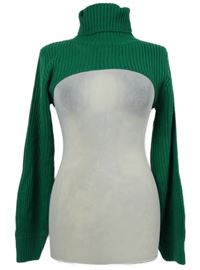 Dámsky zelený rebrovaný crop sveter s rolákom H&M