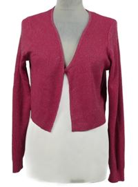 Dámské fuchsiové třpytivé žebrované svetrové bolerko Primark 