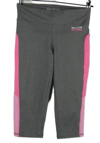 Dámské šedo-neonově růžové sportovní capri legíny