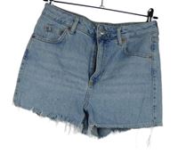 Dámské světlemodré riflové roztřepené mom kraťasy Topshop 