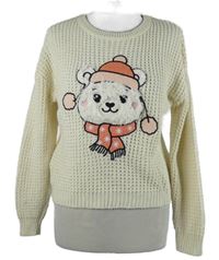 Dámsky smotanový sveter s medvedíkom FB Sister