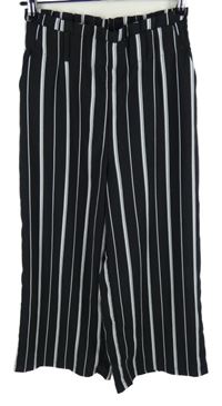 Dámské černo-bílé pruhované culottes kalhoty 