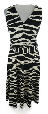 Nové - Dámské černo-béžové vzorované šaty s páskem H&M