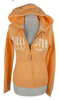 Dámska oranžová prepínaci mikina s logom a kapucňou Hollister