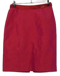 Dámska červeno-tmavoružová púzdrová hodvábneá sukňa Ted Baker