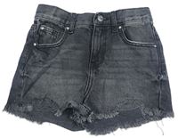 Antracitové riflové high rise kraťasy Denim Co.
