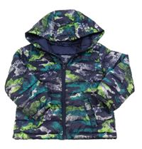 Tmavomodrá army šusťáková zimní funkční bunda s kapucí Mountain Warehouse