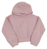 Svetloružová fleecová crop mikina s kapucňou M&S