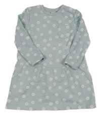 Svetlomodré kvetinové teplákové šaty Pocopiano