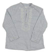 Světlemodro-bílá polo košile s výšivkou Next