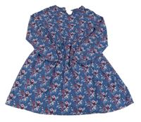 Modré lehké šaty s kytičkami