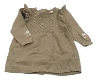 Béžové pletené šaty s kytičkami C&A