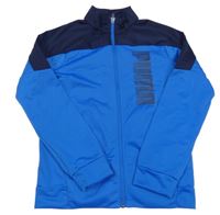 Tmavomodro-modrá sportovní propínací mikina s logem Puma