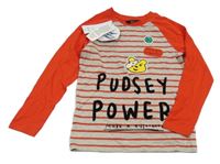 Nové - Červeno-šedé pruhované triko s medvídkem Pudsey George