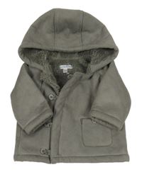 Šedá semišová zateplená bunda s kapucí Vertbaudet