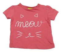 Ružové tričko s nápisom a mačkou Impidimpi