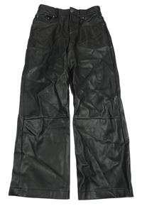 Čierne koženkové wide leg nohavice Zara