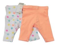 Nové - 2 Set - Neonové oranžové legíny + bílé s puntíky Primark
