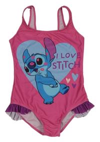 Růžové jednodílné plavky Stitch