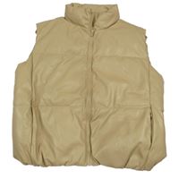 Béžová koženková zateplená vesta s podšívkou Primark