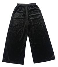 Čierne trblietavé zamatové culottes nohavice Nutmeg