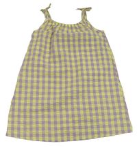 Citronovo-lila kockované krepové šaty Nutmeg