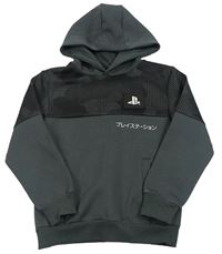 Tmavošedo-černá mikina se vzorem a kapucí - PlayStation