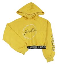 Žltá crop mikina s nápisom a kapucňou zn. New Look