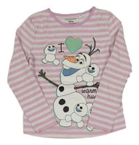 Světlerůžovo-bílé pruhované triko s Olafem C&A