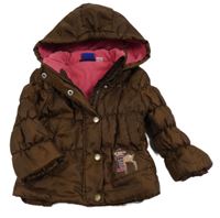 Hnedá šušťáková zimná bunda so srnkou a kapucňou Lupilu