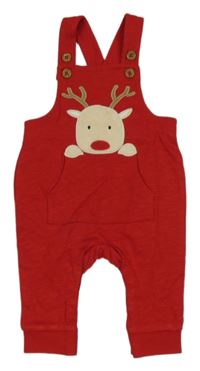 Červené laclové tepláky se sobem Topomini