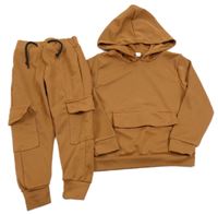 2set - Skořicová rebrovaná mikina s kapucí + tepláky