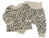 2Set - Smetanovo-černá vzorovaná propínací mikina + tepláky H&M