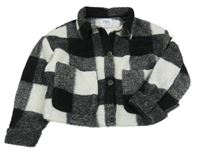 Čierno-biela kockovaná košeľová crop bunda Zara