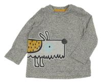 Sivé melírované úpletové tričko so psem F&F